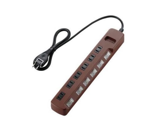 OAタップ　coler　style　雷ガード　個別スイッチ　6個口　1m　ブラウン