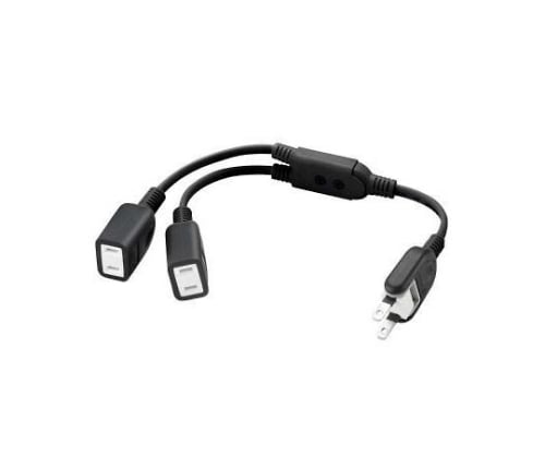 ACアダプタを2個繋げるケーブル　0.2m　ブラック