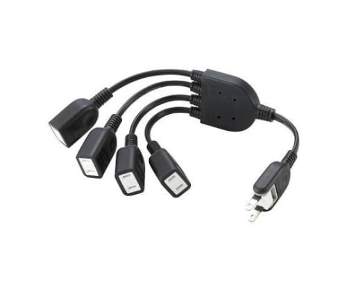 ACアダプタを4個繋げるケーブル　0.2m　ブラック