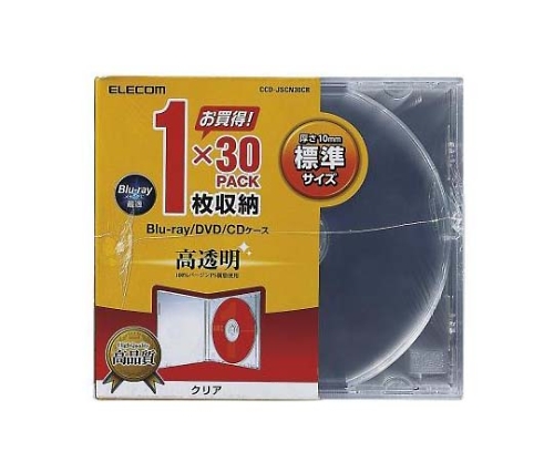 CD DVDプラケース 1枚収納 30パック クリア CCD-JSCN30CR