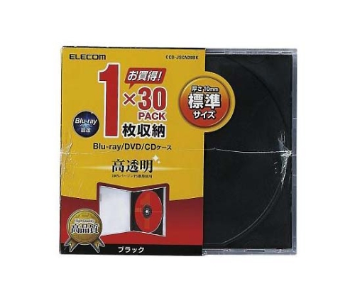 CD DVDプラケース 1枚収納 30パック ブラック CCD-JSCN30BK