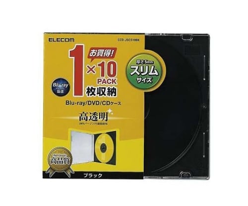 CD DVDスリムプラケース 1枚収納 10パック ブラック CCD-JSCS10BK