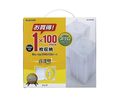 CD DVDスリムプラケース 1枚収納 100パック クリア