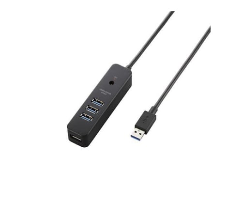 USBHUB3.0 ケーブル直生え セルフパワー マグネット 4ポート ブラック
