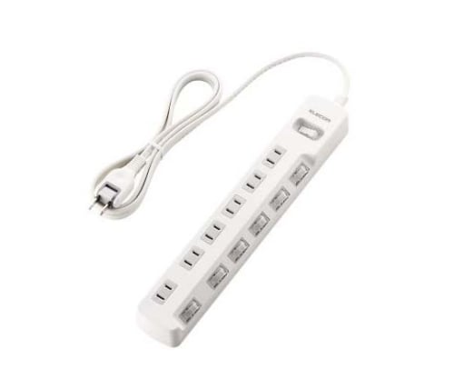 省エネタップ　一括＆個別スイッチ　6個口　2m　ホワイト