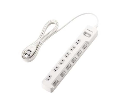省エネタップ　一括＆個別スイッチ　6個口　3m　ホワイト