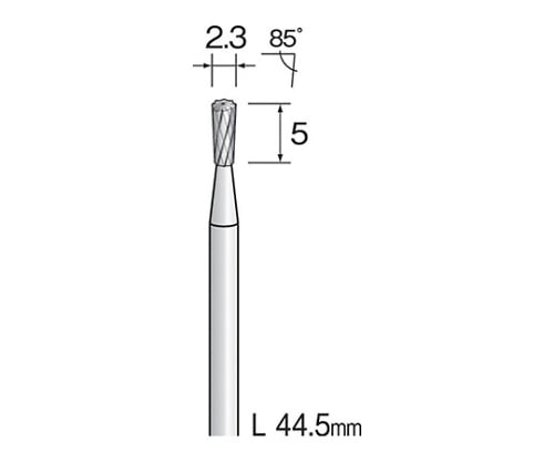 超硬カッター（ファインクロス）　刃先：Φ2.3×5 軸径：2.34