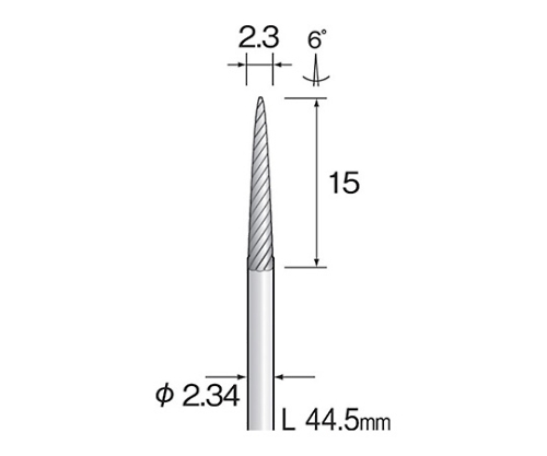 61-3887-08 超硬カッター（クロス） 刃先：Φ2.3×15 軸径：2.34 BC1532