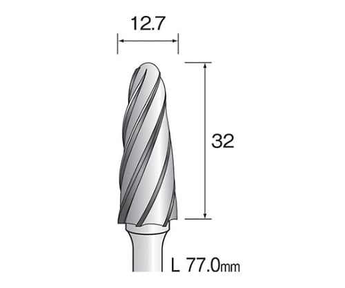 61-3889-42 超硬カッター（アルミ） 刃先：Φ9.5×25.8 軸径：6 BC5123