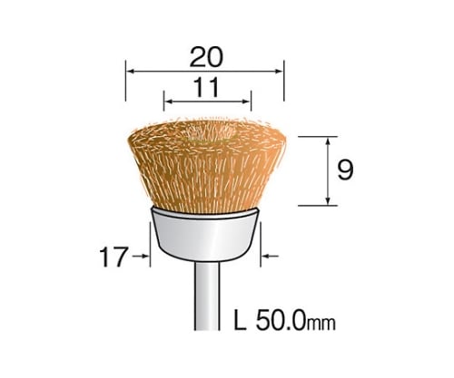 真鍮ブラシ　カップ型　（３個）　Φ20×9ｍｍ