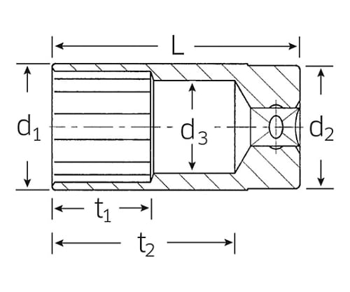 61-3953-67 （１／２ＳＱ）ディープソケット （０３４２００３４） 51A