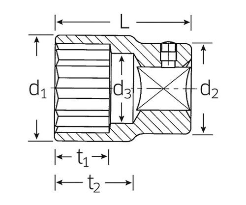 61-3956-19 （１”ＳＱ）ソケット（１２角） （０６０１００３２） 60