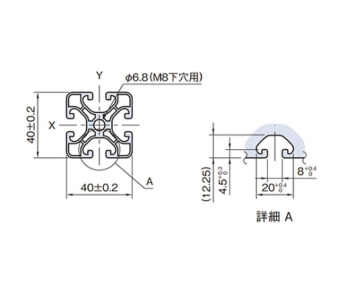 61-4174-52 ストラットプロファイル エコノミー型 SPE4040N-3M 【AXEL