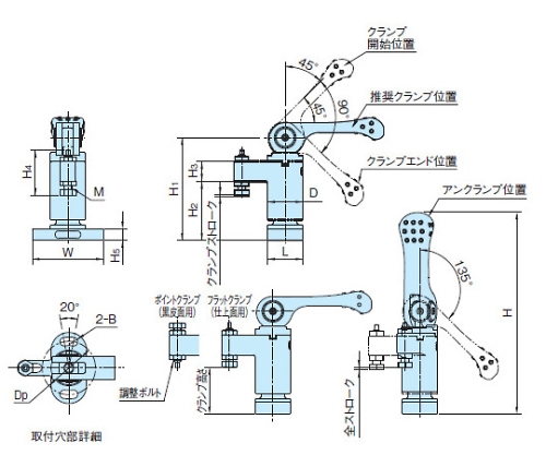 スイングクランプ（カムレバータイプ）　QLSWC100VL-NP