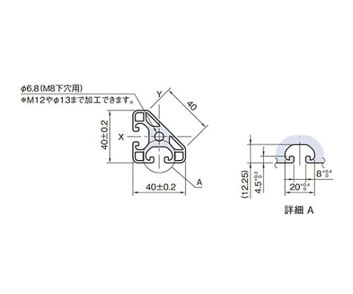 61-4244-04 アングルプロファイル 軽量型 APL4040N 【AXEL】 アズワン