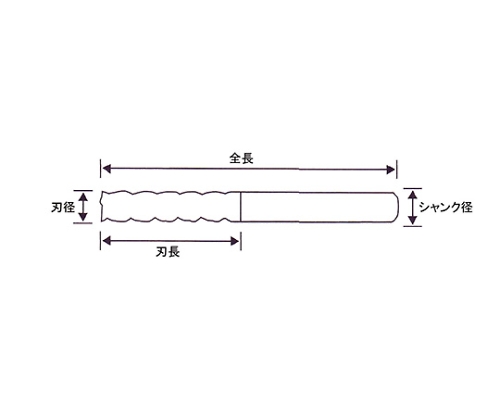 61-4267-38 超硬スクエアエンドミル ４枚刃 ロング ５ＭＭ PRC-T05M4L