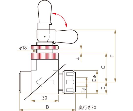 61-4378-39 PTFEトグルバルブI型 6φ F-2003-001 【AXEL】 アズワン