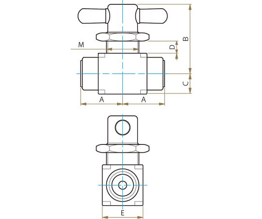 フロン工業 PTFEメス2方パネル付バルブ圧入型 F-2016シリーズ-
