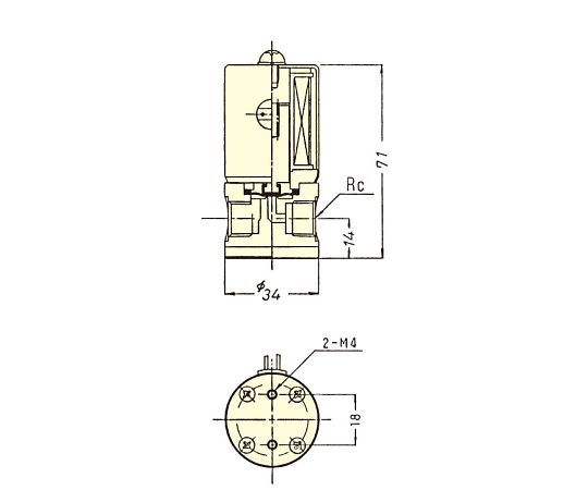 61-4385-71 PTFE2方メス電磁弁 FSD-0408C AC100V F-2364-004 【AXEL