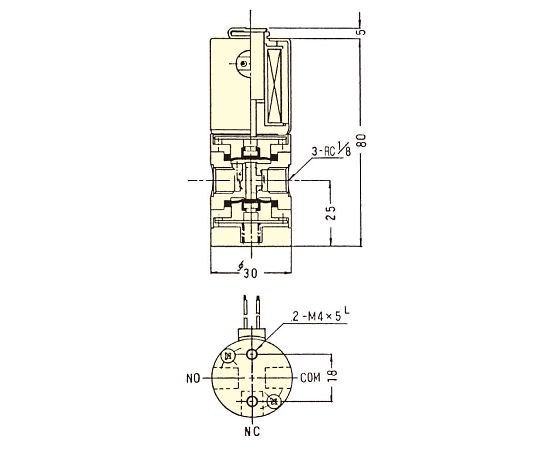 フロン工業 PTFE3方メス電磁弁 FSS-0306YN AC100V 1個 F-2368-004-