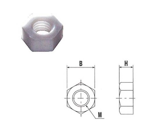 61-4396-14 PTFE六角ナット M3 ピッチ0.5 10入 F-7130-041 【AXEL