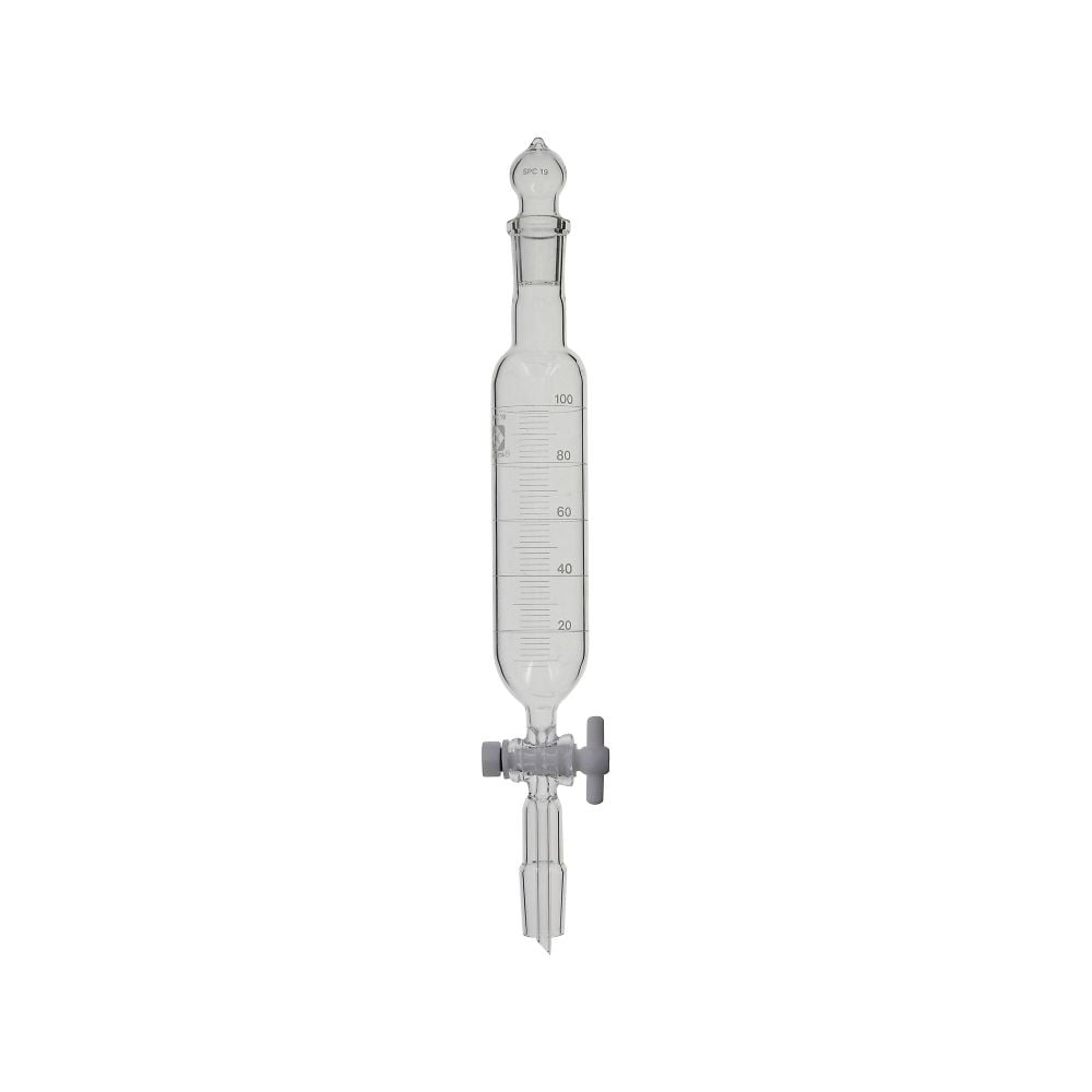 柴田科学】SPC分液ロート筒形 PTFEコック付 目盛付 100mL 030270-19100-