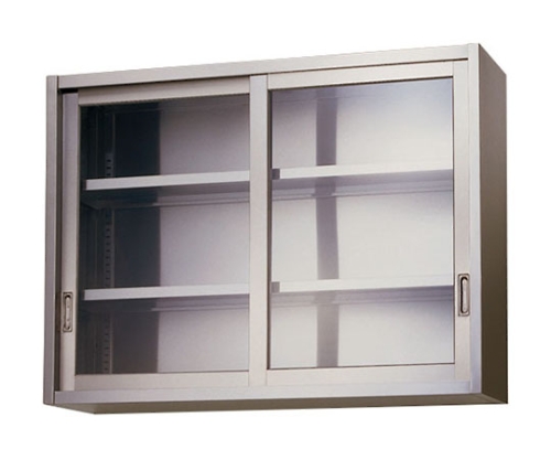 ステンレス吊戸棚（ガラス戸）　７５０×３００×９００