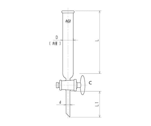 柴田科学】共通摺合クロマトカラム ガラスコック付 20mm 008720-1520