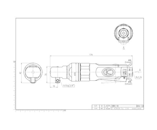 61-5553-07 ラチェットインパクト（9.5mm角） KRI-10 【AXEL】 アズワン