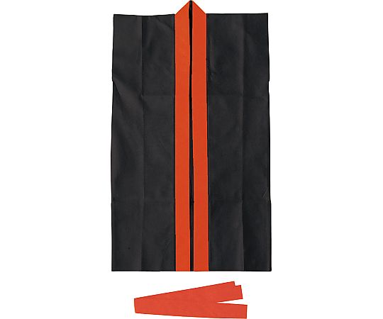 ロングハッピ不織布黒（襟赤）J（ハチマキ付） 1553