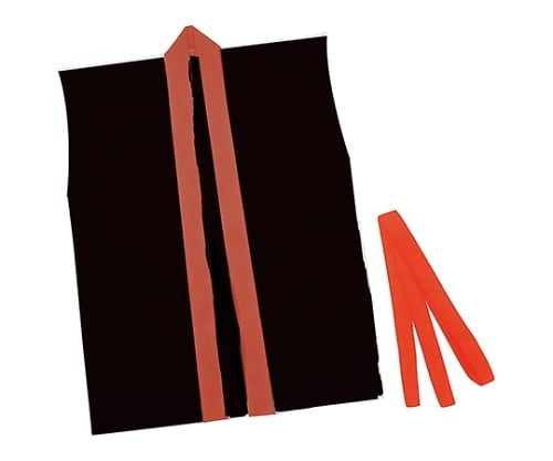 カラー不織布ハッピ袖なし子供用J黒（赤襟） 4105