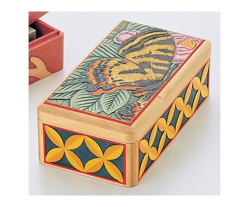 木彫印かん小箱（印泥付）（しな材） 30017