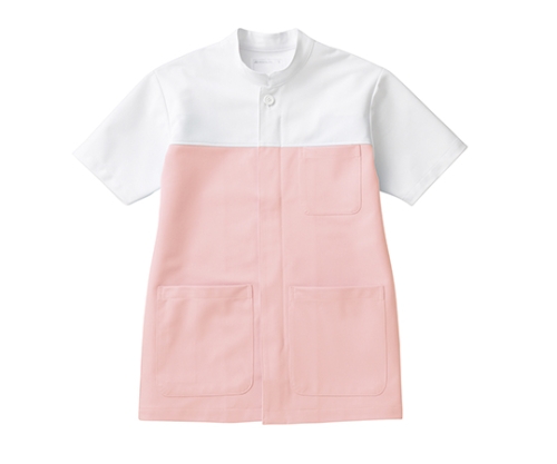 ［Discontinued］Nursing Jacket (Unisex Type) Half Sleeve Pink/White 52-536 LL