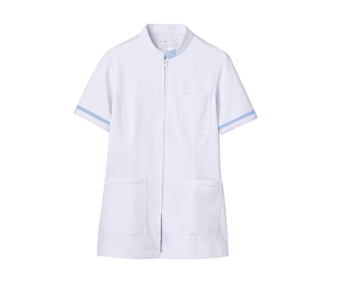 ペアジャケットレディス半袖白×サックス