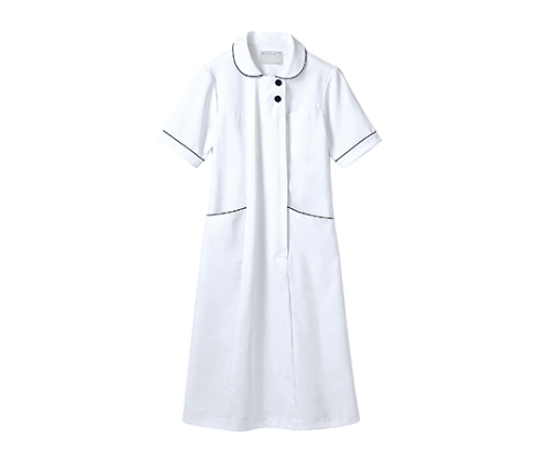 ナースワンピース 半袖 白／ネイビー