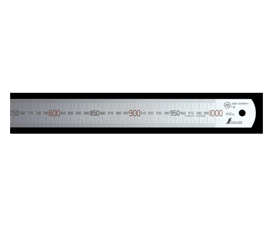 直尺　シルバー　1m上下段1mmピッチ　赤数字入　JIS