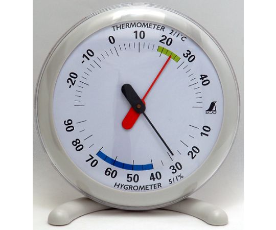 温湿度計　Q-1　丸型　15cmライトグレー