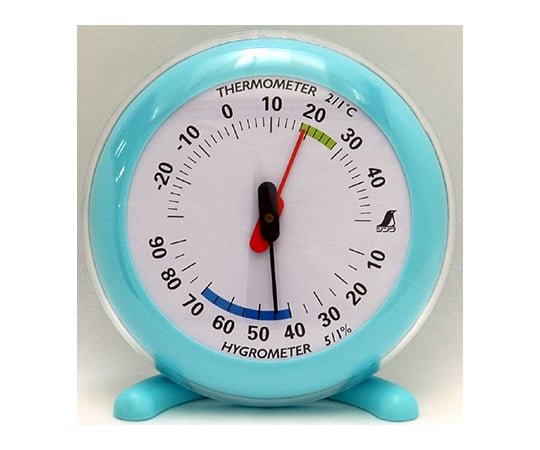 温湿度計　Q-2　丸型　10cmライトブルー