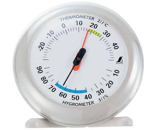 温湿度計　Q-2　丸型　10cmライトグレー