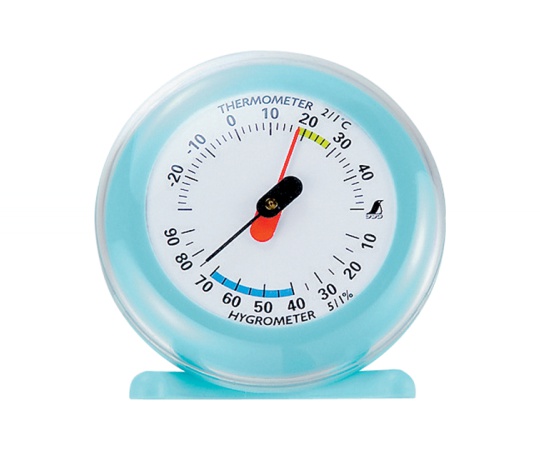 温湿度計　Q-3　丸型　6.5cmライトブルー