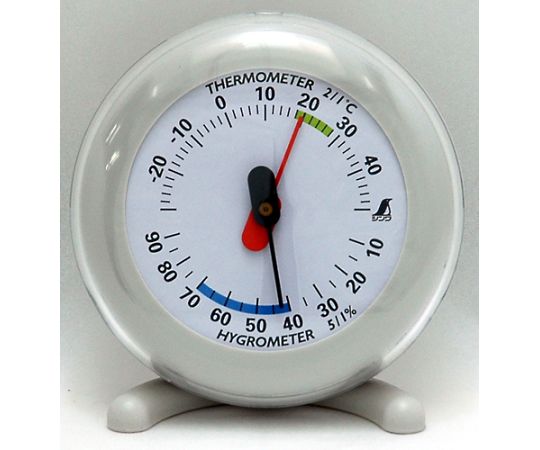 温湿度計　Q-3　丸型　6.5cmライトグレー