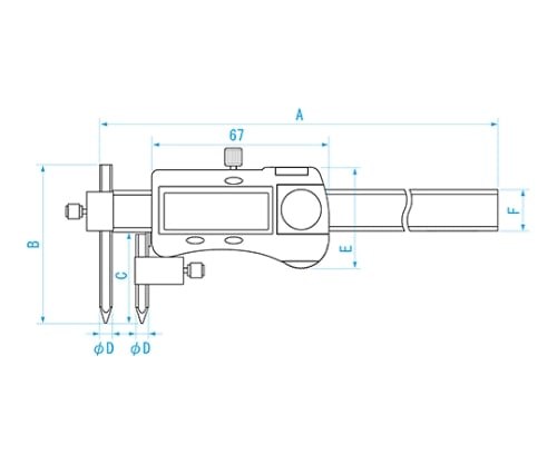 取扱を終了した商品です］穴ピッチ用デジタルノギス 10-150mm D-150A2