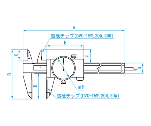 61-6179-50-20 ダイヤルノギス 15cm 校正証明書付 DVC-15Ⅱ 【AXEL