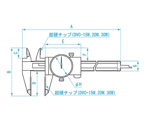 61-6179-50 ダイヤルノギス 15cm DVC-15Ⅱ 【AXEL】 アズワン