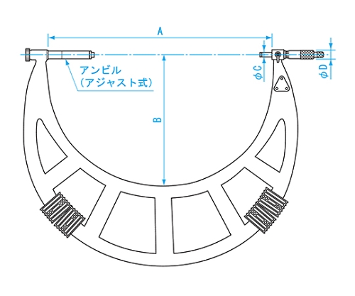 61-6180-23 外側マイクロメータ アジャストアンビル式 500-600mm MC104