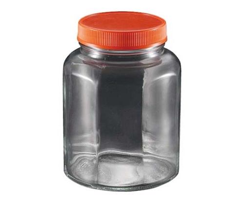 ガラス 保存ビン 八角型 オレンジ 3653700