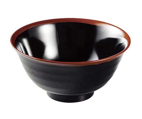 メラミン和食器 長次郎窯 羽反り丼 AN-59 小 B内黒　2428720