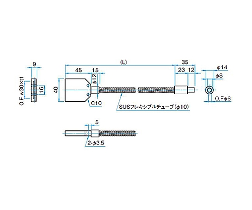 61-6986-18 LEDスポット照明用ライトガイド ラインタイプ 1000mm S1L30