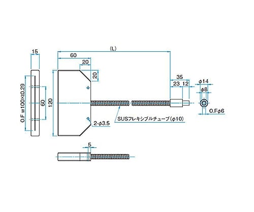 61-6986-24 LEDスポット照明用ライトガイド ラインタイプ 1500mm