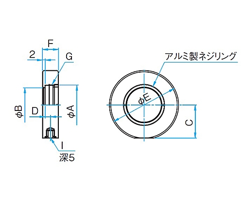 61-6992-37 固定式レンズホルダー 適応素子厚さ3～6mm 有効径φB：φ22mm